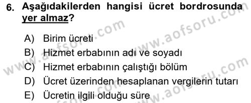 Maliyet Analizleri Dersi 2015 - 2016 Yılı (Final) Dönem Sonu Sınav Soruları 6. Soru