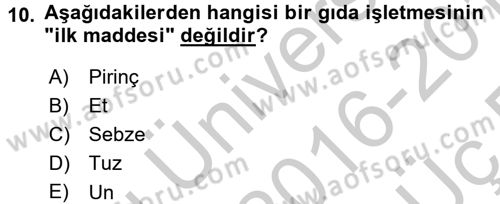 Maliyet Analizleri Dersi 2016 - 2017 Yılı 3 Ders Sınav Soruları 10. Soru