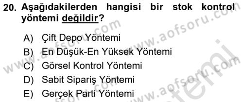 Maliyet Analizleri Dersi 2021 - 2022 Yılı Yaz Okulu Sınav Soruları 20. Soru