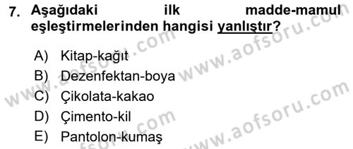 Maliyet Analizleri Dersi 2021 - 2022 Yılı Yaz Okulu Sınav Soruları 7. Soru
