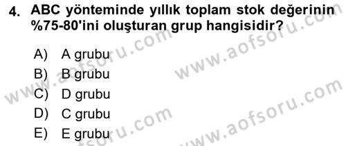 Maliyet Analizleri Dersi 2025 - 2026 Yılı (Vize) Ara Sınav Soruları 4. Soru