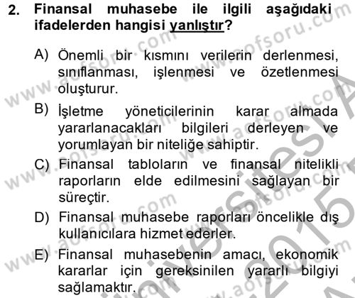 Muhasebe Yazılımları Dersi 2014 - 2015 Yılı (Vize) Ara Sınavı 2. Soru