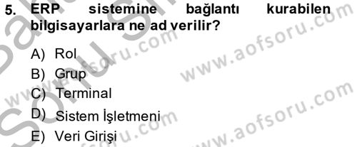 Muhasebe Yazılımları Dersi 2014 - 2015 Yılı (Final) Dönem Sonu Sınavı 5. Soru