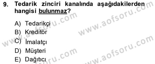 Muhasebe Yazılımları Dersi 2014 - 2015 Yılı (Final) Dönem Sonu Sınavı 9. Soru