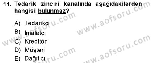 Muhasebe Yazılımları Dersi 2014 - 2015 Yılı Tek Ders Sınavı 11. Soru