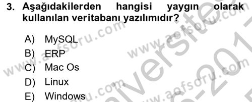 Muhasebe Yazılımları Dersi 2016 - 2017 Yılı 3 Ders Sınavı 3. Soru