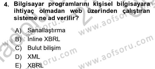 Muhasebe Yazılımları Dersi 2016 - 2017 Yılı 3 Ders Sınavı 4. Soru