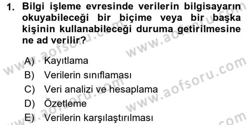 Muhasebe Yazılımları Dersi 2017 - 2018 Yılı 3 Ders Sınavı 1. Soru