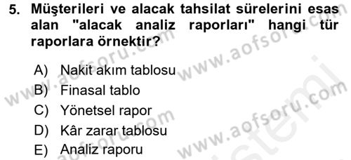 Muhasebe Yazılımları Dersi 2017 - 2018 Yılı (Vize) Ara Sınavı 5. Soru