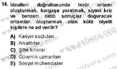 Güvenlik Sistemleri Dersi 2013 - 2014 Yılı (Final) Dönem Sonu Sınav Soruları 14. Soru