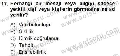 Güvenlik Sistemleri Dersi 2014 - 2015 Yılı (Final) Dönem Sonu Sınav Soruları 17. Soru