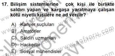 Güvenlik Sistemleri Dersi 2015 - 2016 Yılı (Final) Dönem Sonu Sınav Soruları 17. Soru
