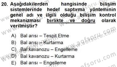 Güvenlik Sistemleri Dersi 2015 - 2016 Yılı (Final) Dönem Sonu Sınav Soruları 20. Soru