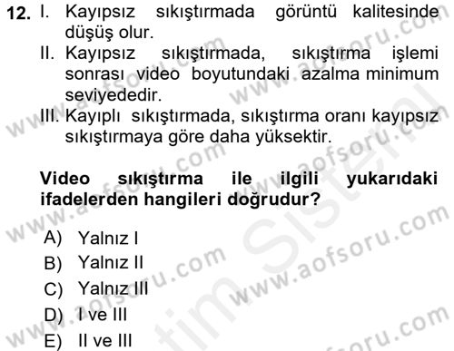 Güvenlik Sistemleri Dersi 2017 - 2018 Yılı 3 Ders Sınav Soruları 12. Soru