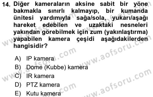 Güvenlik Sistemleri Dersi 2017 - 2018 Yılı 3 Ders Sınav Soruları 14. Soru
