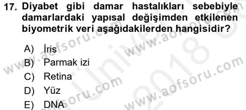 Güvenlik Sistemleri Dersi 2017 - 2018 Yılı 3 Ders Sınav Soruları 17. Soru