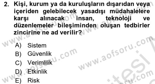 Güvenlik Sistemleri Dersi 2017 - 2018 Yılı (Vize) Ara Sınav Soruları 2. Soru