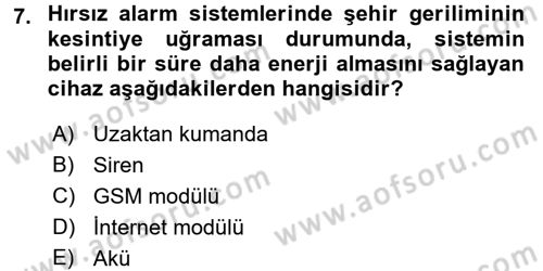 Güvenlik Sistemleri Dersi 2017 - 2018 Yılı (Vize) Ara Sınav Soruları 7. Soru
