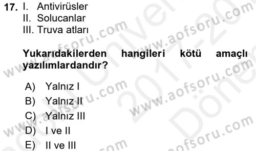 Güvenlik Sistemleri Dersi 2017 - 2018 Yılı (Final) Dönem Sonu Sınav Soruları 17. Soru