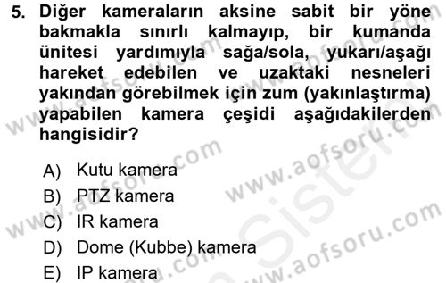 Güvenlik Sistemleri Dersi 2017 - 2018 Yılı (Final) Dönem Sonu Sınav Soruları 5. Soru