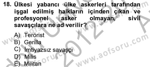 Özel Güvenlik Hizmetlerinde Güvenlik Önlemleri Dersi 2012 - 2013 Yılı (Vize) Ara Sınav Soruları 18. Soru