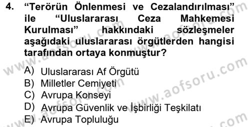 Özel Güvenlik Hizmetlerinde Güvenlik Önlemleri Dersi 2012 - 2013 Yılı (Vize) Ara Sınav Soruları 4. Soru