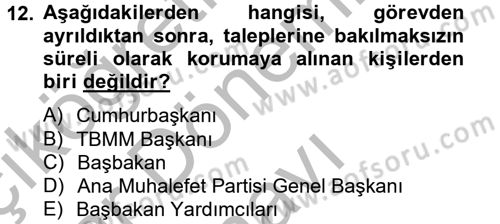 Özel Güvenlik Hizmetlerinde Güvenlik Önlemleri Dersi 2012 - 2013 Yılı (Final) Dönem Sonu Sınav Soruları 12. Soru
