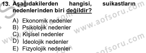 Özel Güvenlik Hizmetlerinde Güvenlik Önlemleri Dersi 2012 - 2013 Yılı (Final) Dönem Sonu Sınav Soruları 13. Soru