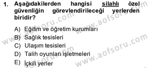Özel Güvenlik Hizmetlerinde Güvenlik Önlemleri Dersi 2013 - 2014 Yılı (Vize) Ara Sınav Soruları 1. Soru