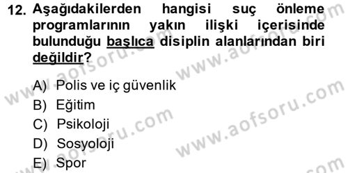 Özel Güvenlik Hizmetlerinde Güvenlik Önlemleri Dersi 2013 - 2014 Yılı (Vize) Ara Sınav Soruları 12. Soru