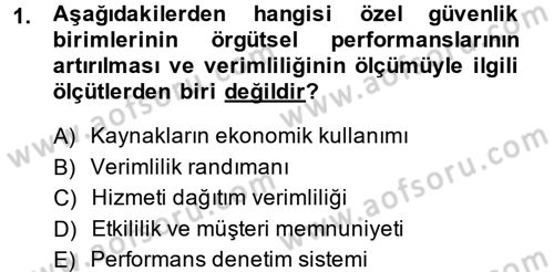 Özel Güvenlik Hizmetlerinde Güvenlik Önlemleri Dersi 2013 - 2014 Yılı (Final) Dönem Sonu Sınav Soruları 1. Soru
