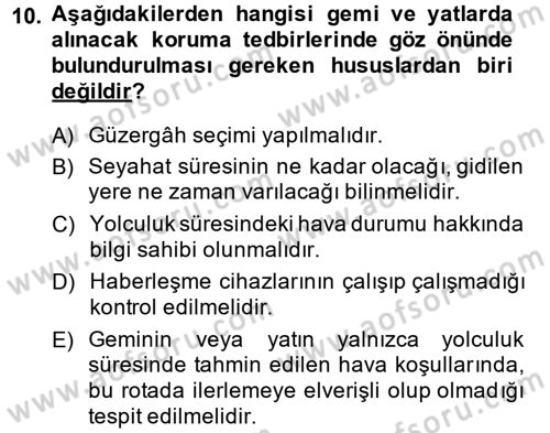 Özel Güvenlik Hizmetlerinde Güvenlik Önlemleri Dersi 2013 - 2014 Yılı (Final) Dönem Sonu Sınav Soruları 10. Soru