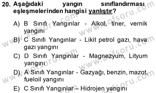 Özel Güvenlik Hizmetlerinde Güvenlik Önlemleri Dersi 2013 - 2014 Yılı (Final) Dönem Sonu Sınav Soruları 20. Soru