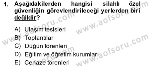 Özel Güvenlik Hizmetlerinde Güvenlik Önlemleri Dersi 2014 - 2015 Yılı (Vize) Ara Sınav Soruları 1. Soru