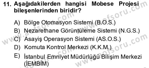 Özel Güvenlik Hizmetlerinde Güvenlik Önlemleri Dersi 2014 - 2015 Yılı (Vize) Ara Sınav Soruları 11. Soru