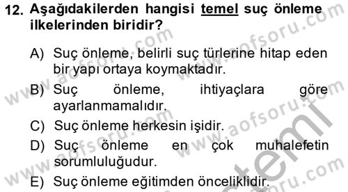 Özel Güvenlik Hizmetlerinde Güvenlik Önlemleri Dersi 2014 - 2015 Yılı (Vize) Ara Sınav Soruları 12. Soru
