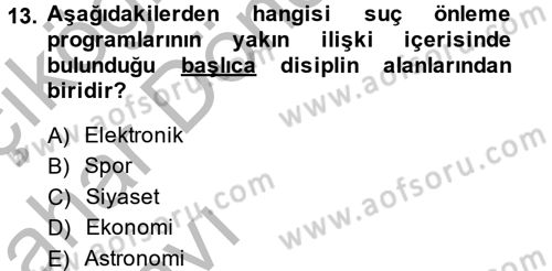 Özel Güvenlik Hizmetlerinde Güvenlik Önlemleri Dersi 2014 - 2015 Yılı (Vize) Ara Sınav Soruları 13. Soru