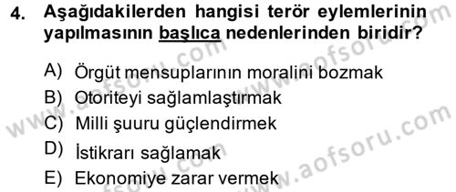 Özel Güvenlik Hizmetlerinde Güvenlik Önlemleri Dersi 2014 - 2015 Yılı (Final) Dönem Sonu Sınav Soruları 4. Soru