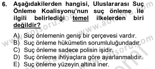 Özel Güvenlik Hizmetlerinde Güvenlik Önlemleri Dersi 2014 - 2015 Yılı Tek Ders Sınav Soruları 6. Soru