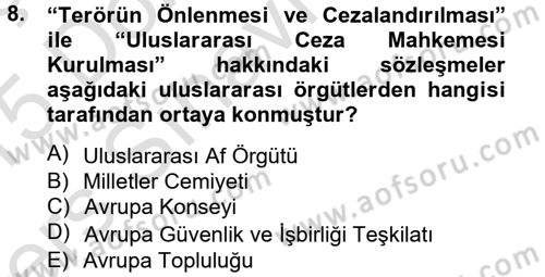 Özel Güvenlik Hizmetlerinde Güvenlik Önlemleri Dersi 2014 - 2015 Yılı Tek Ders Sınav Soruları 8. Soru