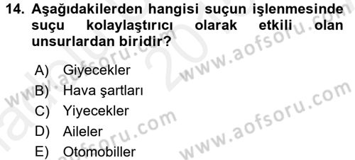 Özel Güvenlik Hizmetlerinde Güvenlik Önlemleri Dersi 2015 - 2016 Yılı (Vize) Ara Sınav Soruları 14. Soru