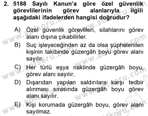 Özel Güvenlik Hizmetlerinde Güvenlik Önlemleri Dersi 2015 - 2016 Yılı (Vize) Ara Sınav Soruları 2. Soru
