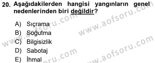 Özel Güvenlik Hizmetlerinde Güvenlik Önlemleri Dersi 2015 - 2016 Yılı (Final) Dönem Sonu Sınav Soruları 20. Soru