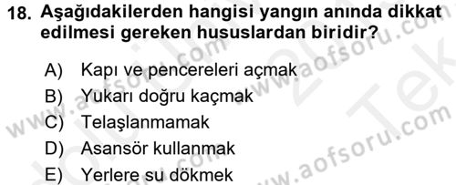 Özel Güvenlik Hizmetlerinde Güvenlik Önlemleri Dersi 2015 - 2016 Yılı Tek Ders Sınav Soruları 18. Soru
