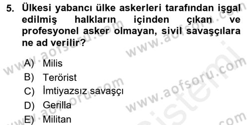 Özel Güvenlik Hizmetlerinde Güvenlik Önlemleri Dersi 2015 - 2016 Yılı Tek Ders Sınav Soruları 5. Soru