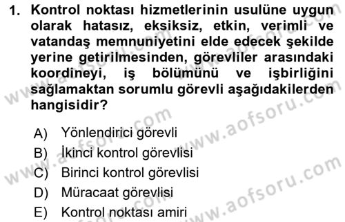 Özel Güvenlik Hizmetlerinde Güvenlik Önlemleri Dersi 2016 - 2017 Yılı (Vize) Ara Sınav Soruları 1. Soru