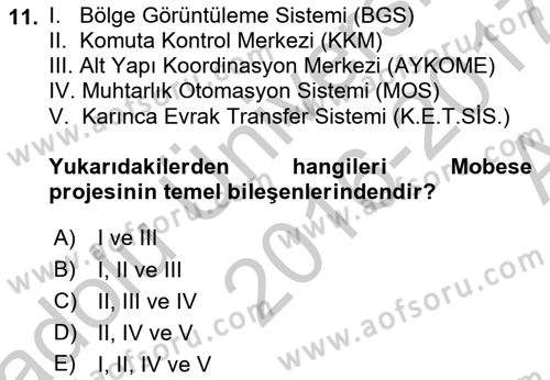 Özel Güvenlik Hizmetlerinde Güvenlik Önlemleri Dersi 2016 - 2017 Yılı (Vize) Ara Sınav Soruları 11. Soru