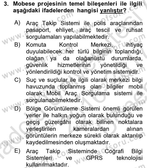 Özel Güvenlik Hizmetlerinde Güvenlik Önlemleri Dersi 2016 - 2017 Yılı (Final) Dönem Sonu Sınav Soruları 3. Soru