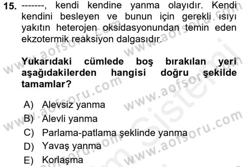 Özel Güvenlik Hizmetlerinde Güvenlik Önlemleri Dersi 2017 - 2018 Yılı (Final) Dönem Sonu Sınav Soruları 15. Soru
