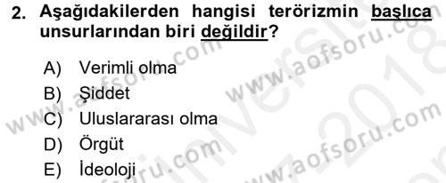 Özel Güvenlik Hizmetlerinde Güvenlik Önlemleri Dersi 2017 - 2018 Yılı (Final) Dönem Sonu Sınav Soruları 2. Soru